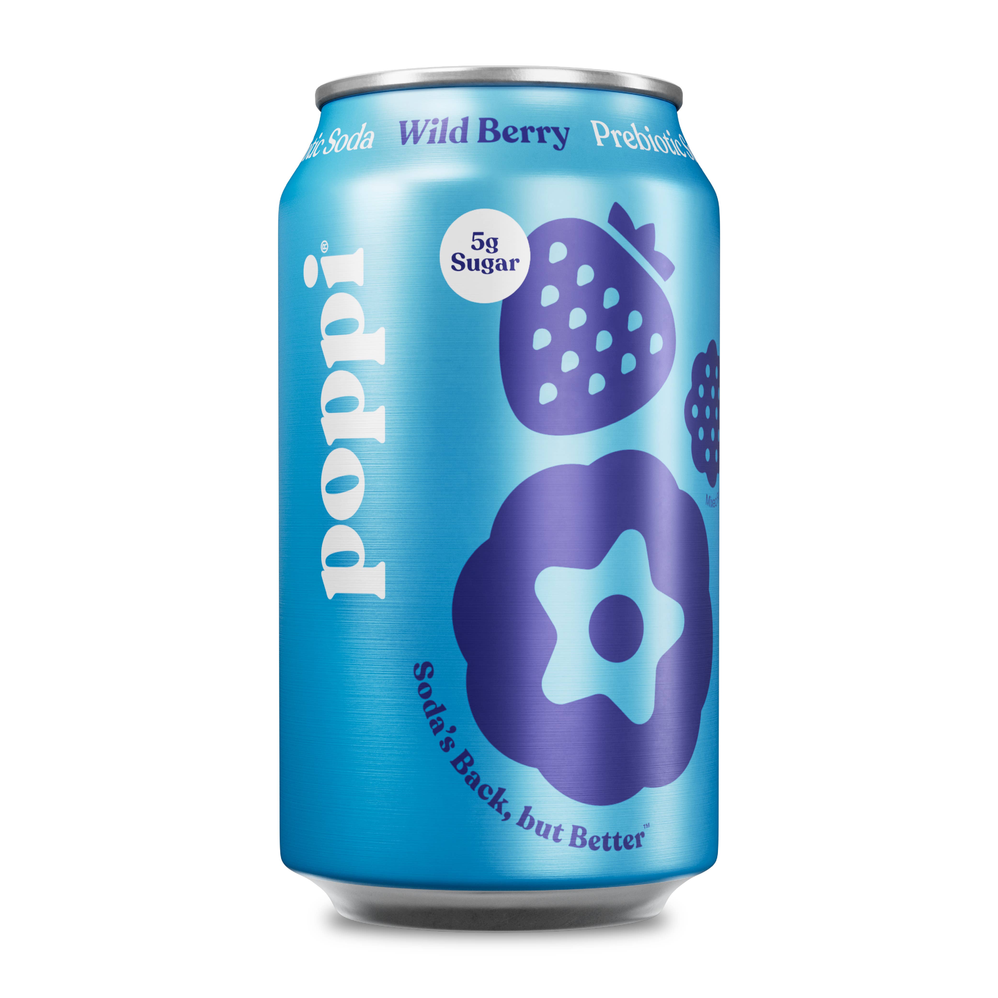 Poppi Prebiotic Soda, Wild Berry, 12oz | Gnometown Grounds